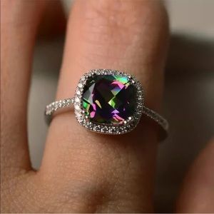 New Gorgeous 925 Silver Mystic Topaz Birthstone Ri